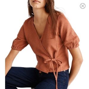 Madewell Texture and Thread Puff Sleeve Wrap Top